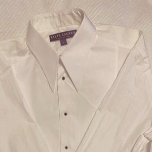 Ralph Lauren Purple Label Tuxedo Button-Up Top